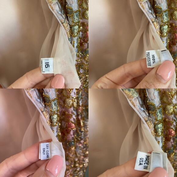 Rina Di Montella Floral Spring Shimmer Beaded Shift Dress Size 16 - Picture 14 of 14